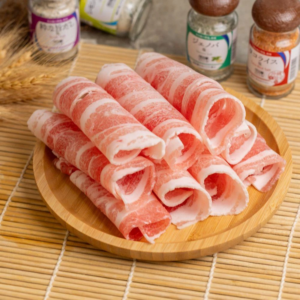 【小嚼士】嚴選豬五花火鍋肉片 1KG(豬肉 肉品 五花肉 雪花豬 豬火鍋肉片 冷凍肉品 豬肉薄片)