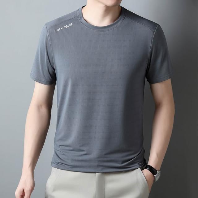 台灣發貨中老年人短袖爸爸冰絲衣速乾衣涼感衣排汗衣吸濕排汗衣排汗衫