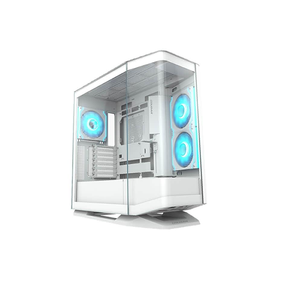COUGAR 美洲獅】FV270 RGB 電腦機殼附發光旋轉台(白色全景式機殼