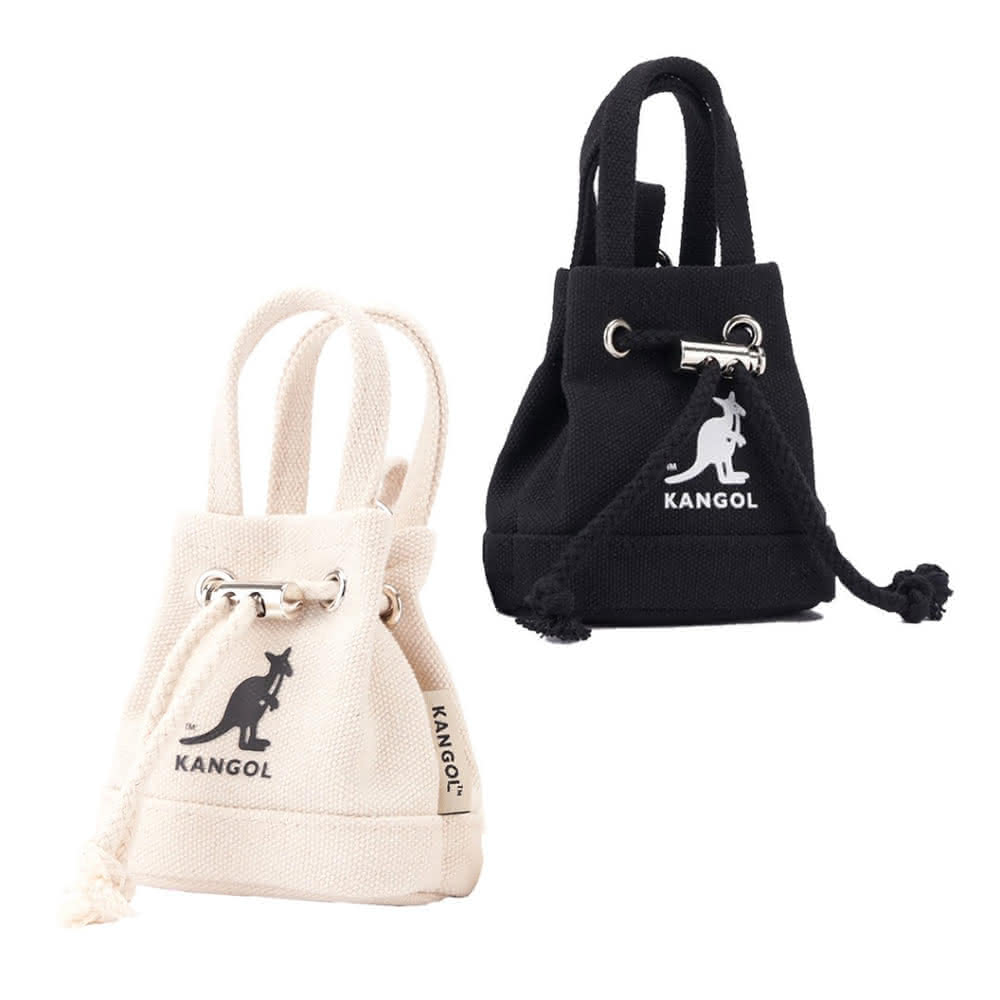 KANGOL】英國袋鼠水桶包造型迷你錢包附掛帶63258781(手拿包錢包airpod收納)