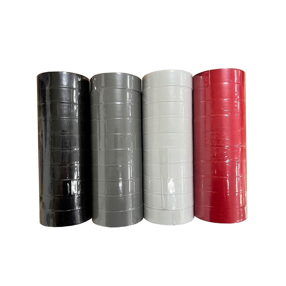 日洋-電氣膠帶18mmX16M-黑灰白紅 火布 膠布 PVC絕緣膠帶 10捲1個 