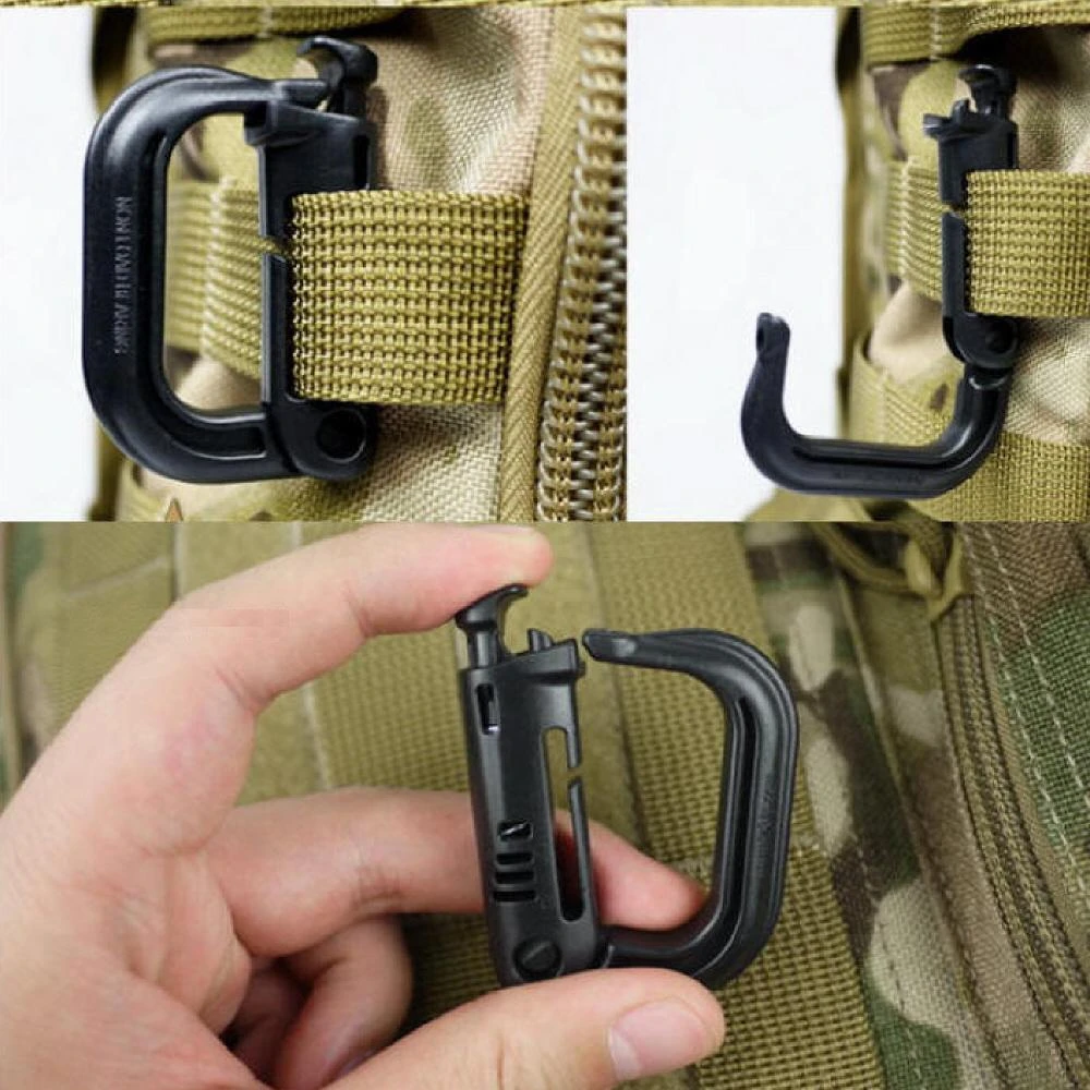 野戰搖滾 多用途 G型掛勾、扣環、掛扣(黑色 沙色 綠色 MOLLE登山背包背心可用)