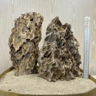 AO0420.6 景石 原石 鑑賞石 台座付 置物 時代物 推定瑪瑙 高さ約34.5cm