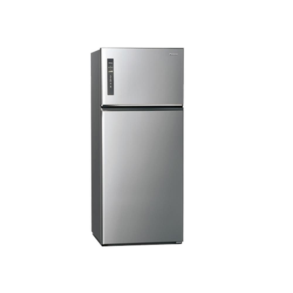 Panasonic 牌 580公升無邊框鋼板雙門冰箱 NR-B582TV-S 晶漾銀，具備新1級能源效率榮獲經濟部標章，活動式製冰盒設計，右開款式，自動除霜功能，深度71-80公分，容量501L-600L，銀色外觀，提供保固服務