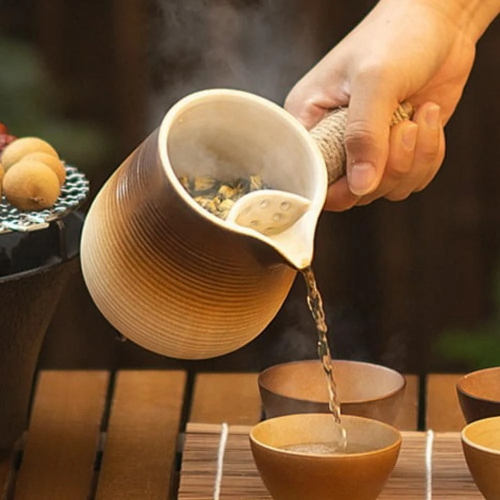 束口壺 柴燒可明火/可乾燒 約500ml ｜圍爐煮茶 烤奶茶壺(圍爐煮茶 烤奶茶壺 側把壺 煮茶壺 陶瓷茶壺 罐罐茶壺 日式  泡茶壺 碳烤耐高溫 可明火 茶壺 陶瓷壺 保溫壺)