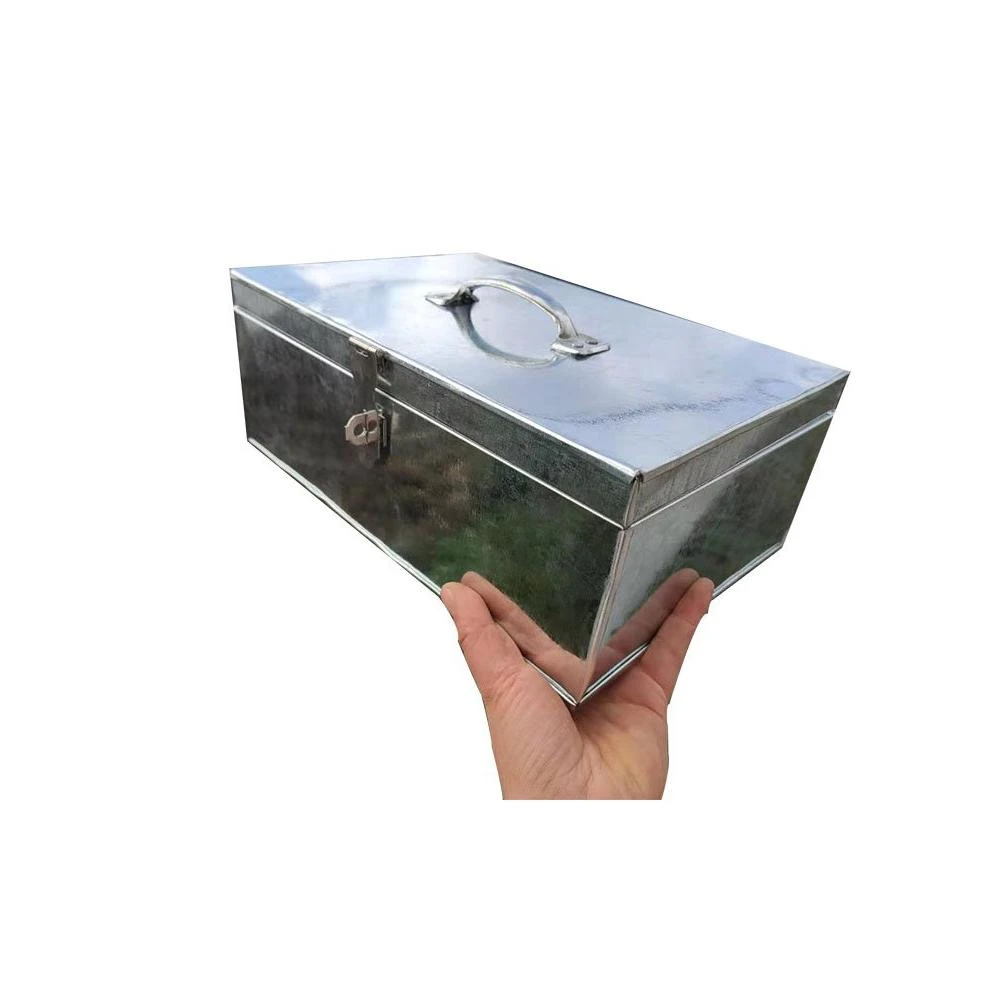 🚀免運🚀 鐵皮箱錢箱小號收銀箱定做白鐵加厚手提箱小鐵箱帶鎖特價工具箱五金工具箱