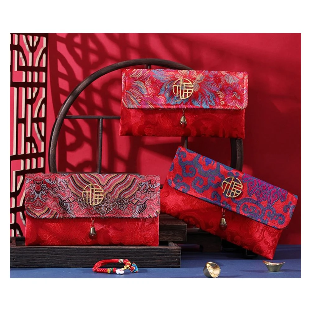 新年燙金紅包袋新春壓歲錢春節開運結婚禮金袋喜慶婚禮信封呵呵/旺來/喝好/吃好