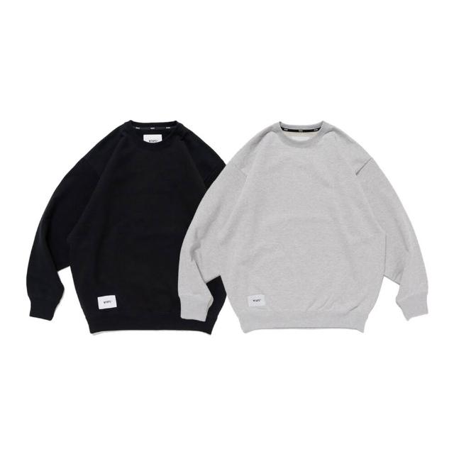Wtaps Sign/Sweater/Cotton Ash大學T 淺灰色黑色251ATDT-CSM01