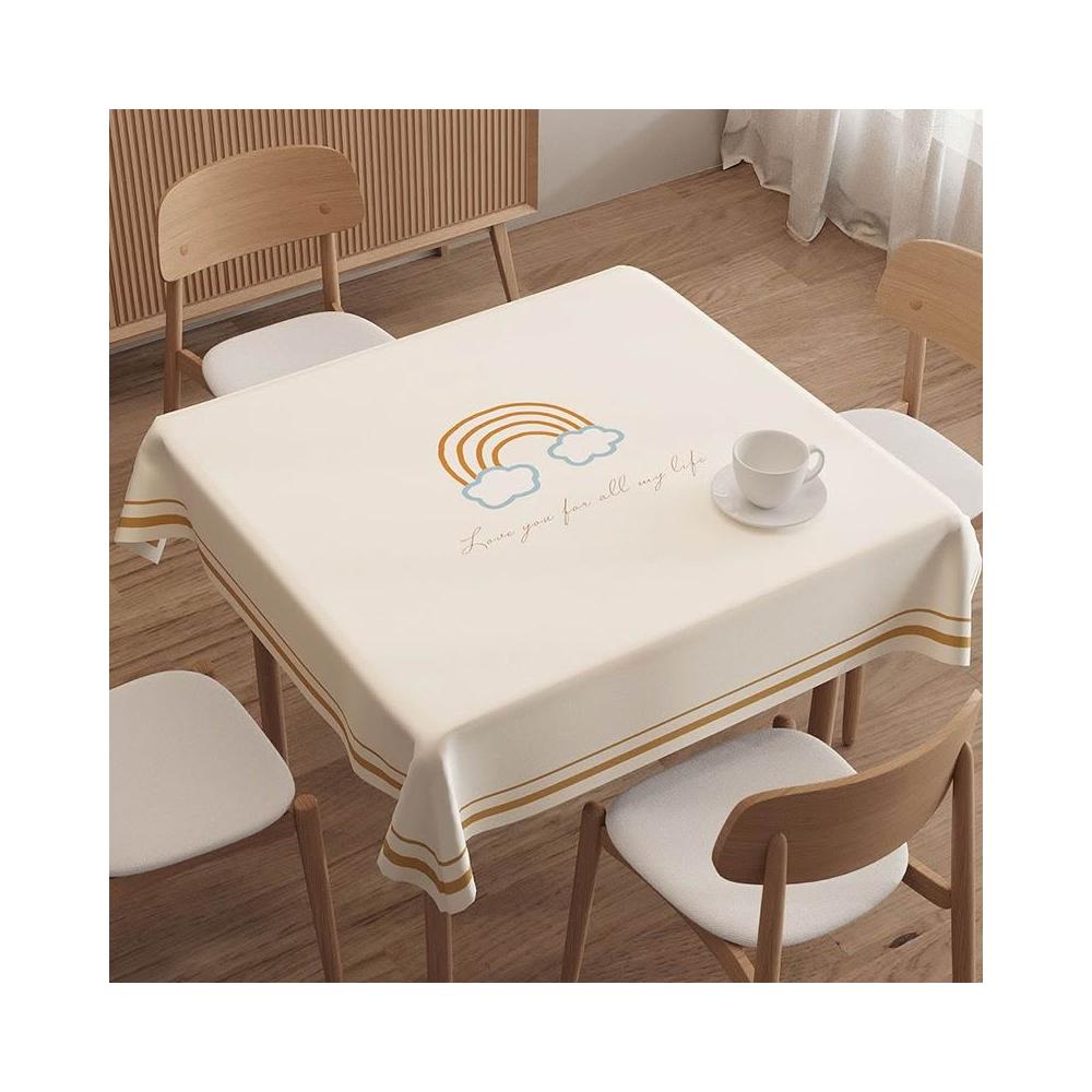 方桌桌布防水防油防燙免洗北歐ins風卡通餐桌布茶几墊正方形風靈