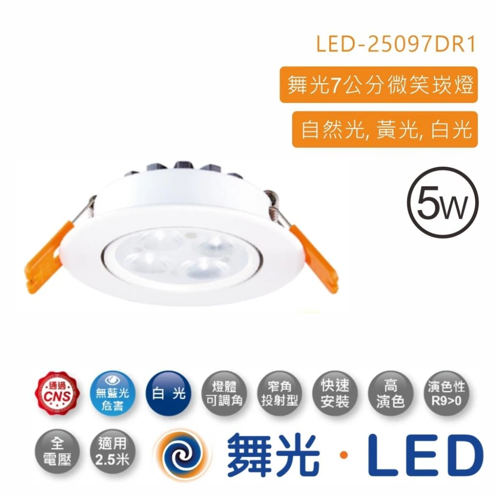 【DanceLight 舞光】5W微笑投射時尚崁燈(崁孔7cm) 黑白二色 LED-25097DR1 高雄永興照明
