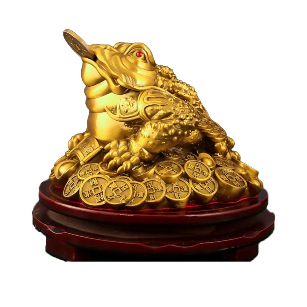 LADUTA 拉布塔】4寸黃銅金蟾聚寶盆帶蓋招財擺件客廳店鋪裝飾品存