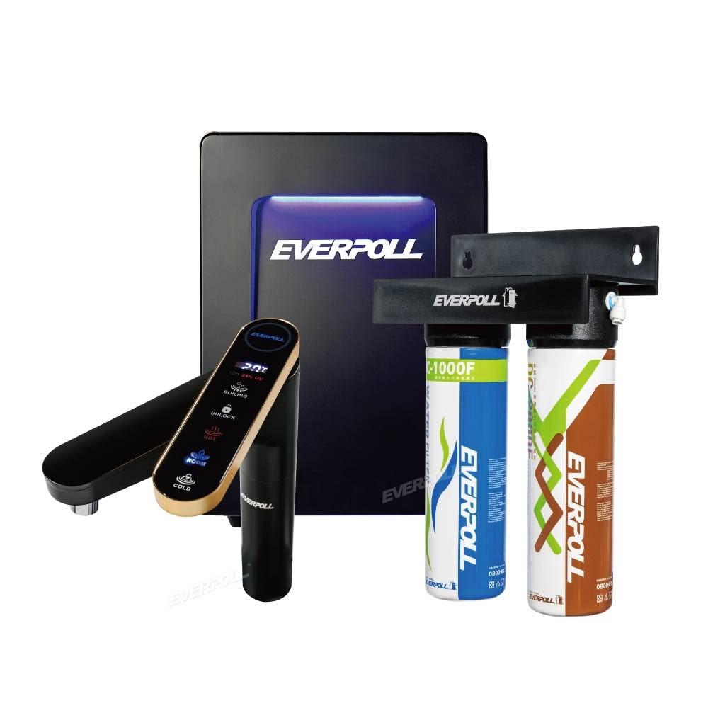 【EVERPOLL】智能廚下型三溫UV觸控飲水機+經典複合淨水器-黑武士(EVB-398+DCP-3000HA)