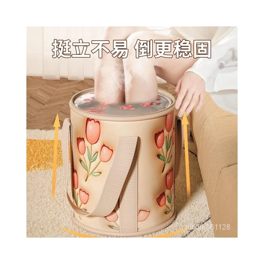 精選 促銷熱賣 廠家直發 旅行可折疊泡腳桶水桶便攜式泡腳盆保溫帶蓋過膝蓋家用懶人泡腳袋 WOEC