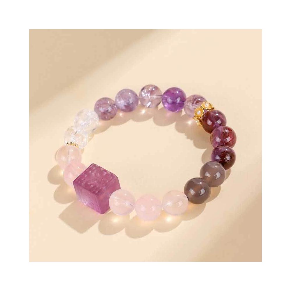 開運堂】九紫離火水晶手鍊紫水晶手鍊水晶手串紫瑪瑙粉水晶手飾開運堂水晶