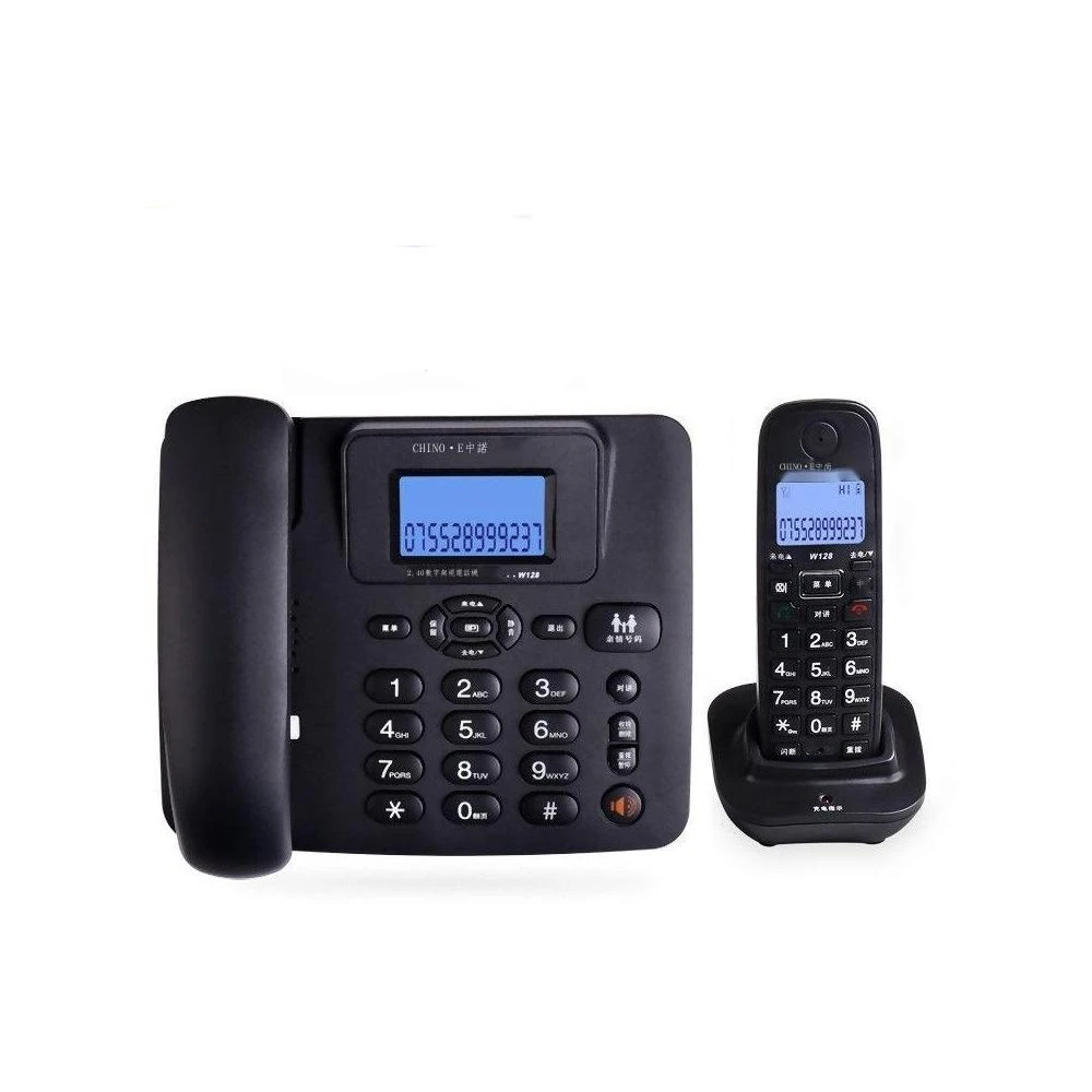可開統編W128 無綫電話機電話機免提通話數字無繩固定電話機辦公