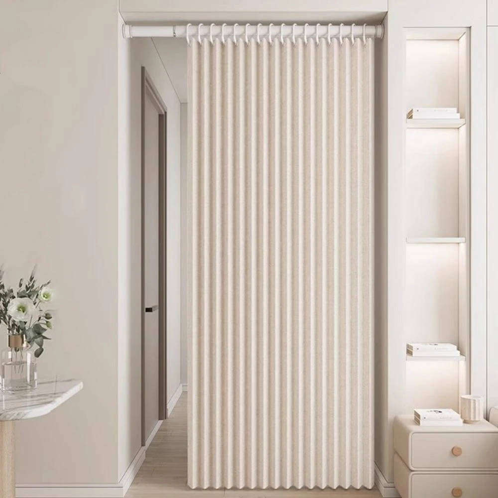 輕奢門簾「免打孔安裝」家用隱形隔斷「書房 臥室 廚房 浴室」衛生間擋風門簾
