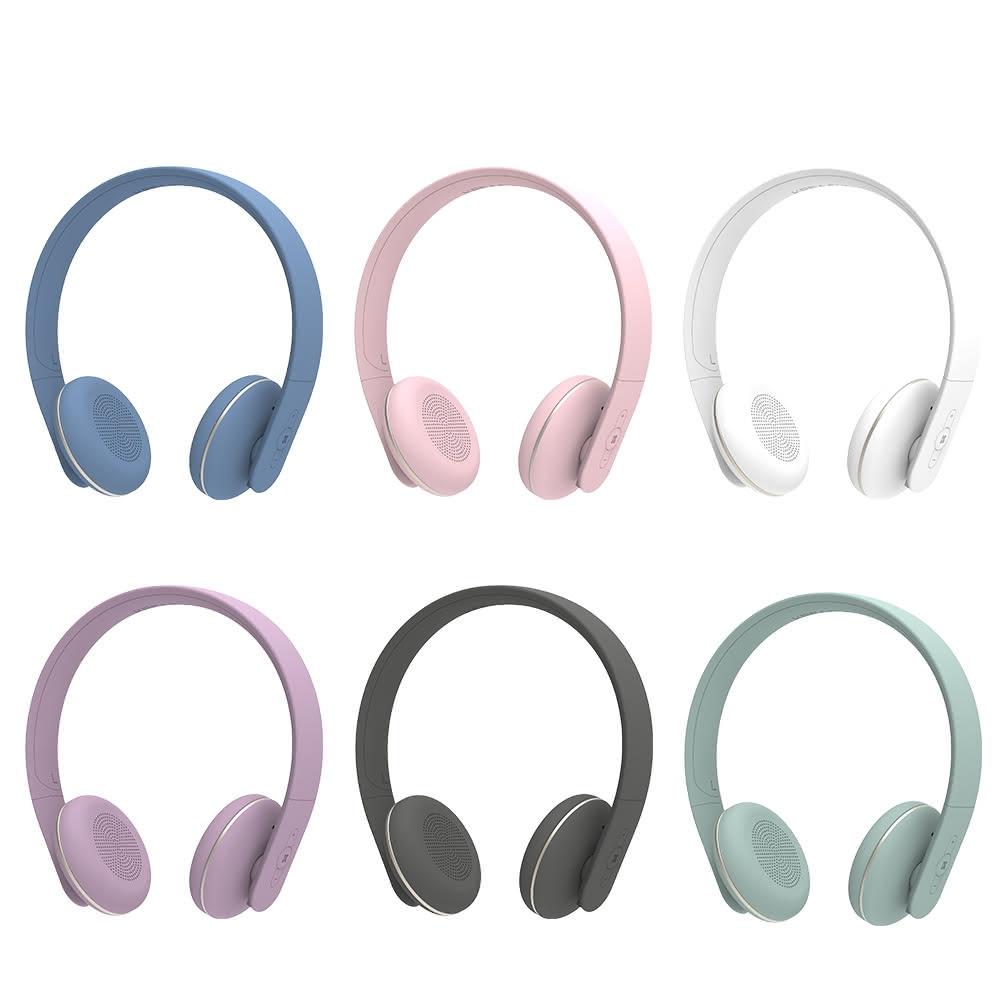 Kreafunk aHead 2 頭戴式藍芽耳機，採用藍芽連線模式，提供高品質音效體驗，具防潑水功能適合日常使用。配戴舒適，內建麥克風支援通話，線控相容Android與iOS系統，TYPE-C輸入端子方便充電。重量601g，適用iOS與Android作業系統，產地中國，一年保固，NCC認證碼CCAF24LP0850T1，BSMI許可字號R38900。顏色選擇：霧白、霧黑、淡粉、淡紫、冰河藍、灰綠。