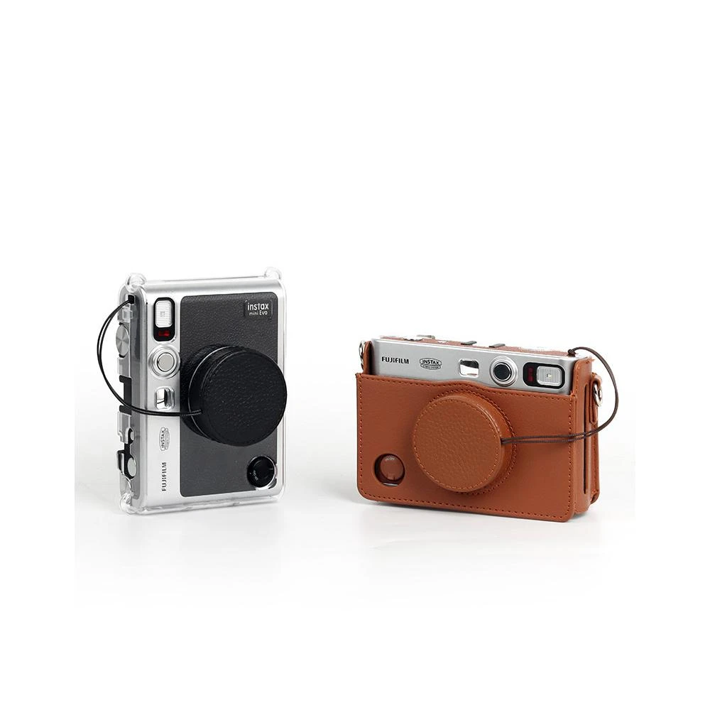 FUJIFILM INSTAX MINI EVO 相機鏡頭保護蓋｜附贈防丟繩｜專用鏡頭蓋｜復古皮紋造型