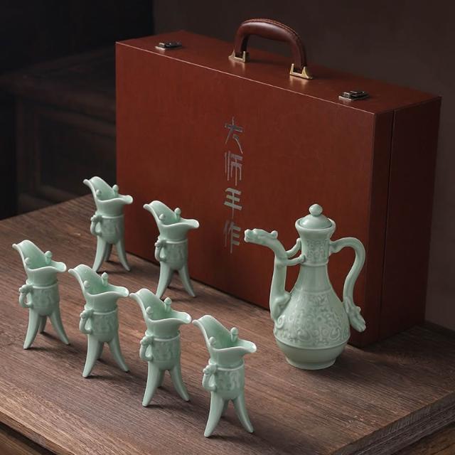 新品爵杯酒具套裝陶瓷傳統酒壺烈酒復古代酒樽中式家用酒杯白酒