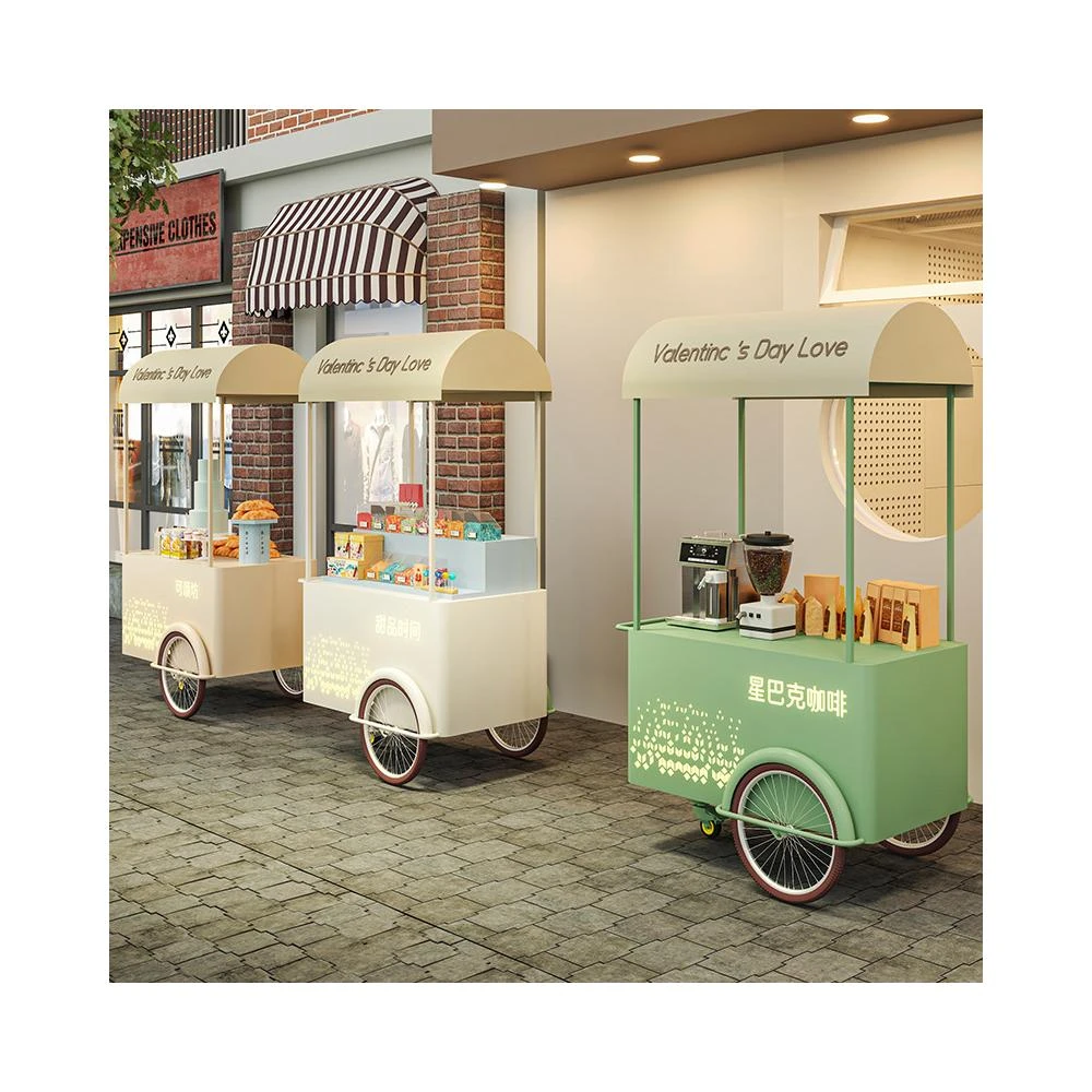 定制移動發光餐車小推車適用於戶外促銷，花店，麵包店品牌店展示