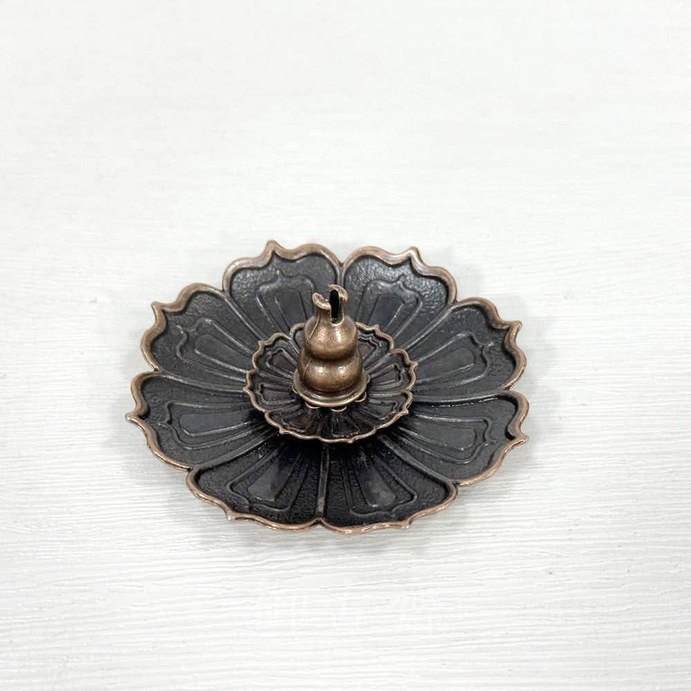 御古齋】合金紫銅蓮花線香座插香爐兩用葫蘆座銅香座香托線香架可拆式