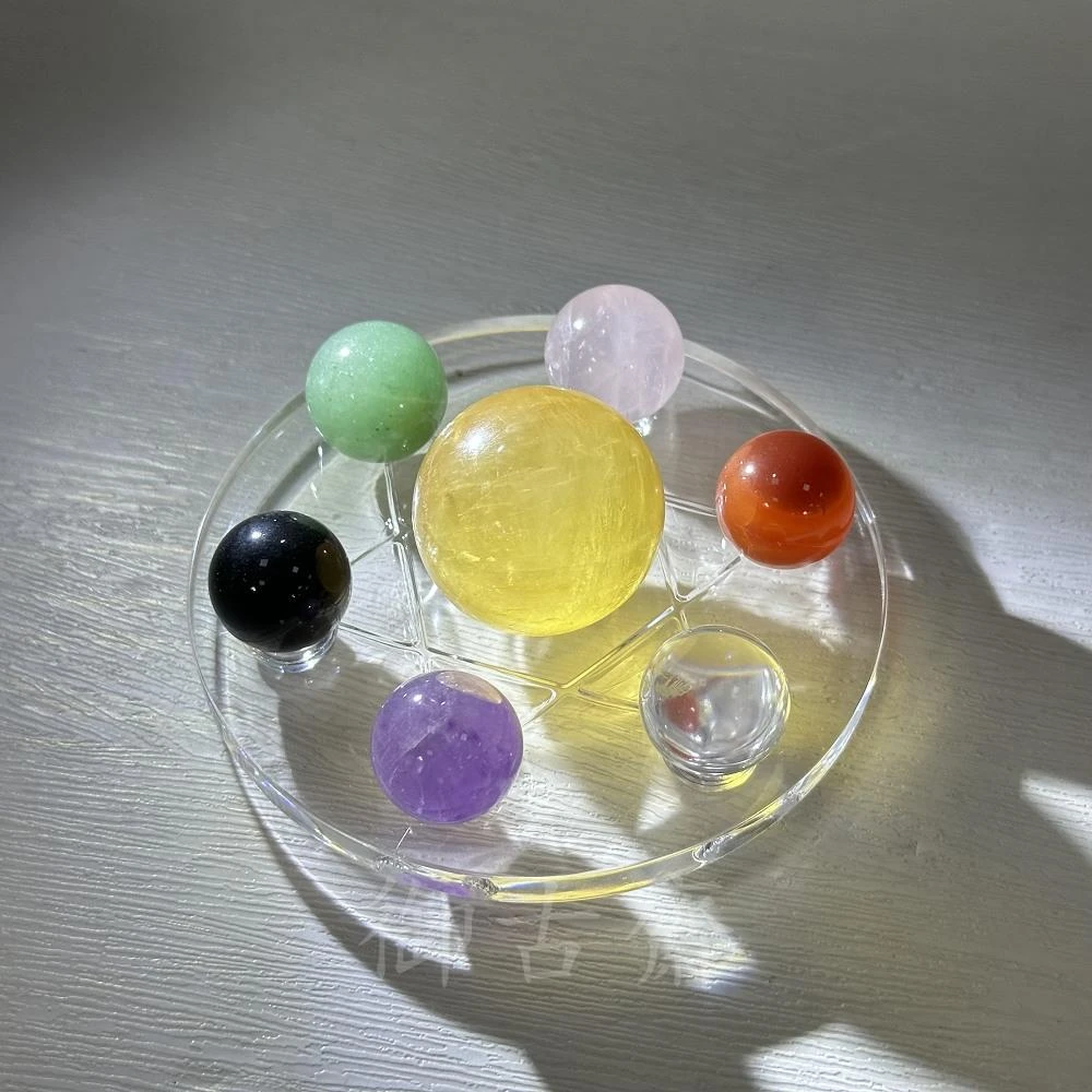 【御古齋】天然 五行七星陣 五行水晶球 七色球 有求必應 招財聚氣 避邪擋煞 強磁場 開運 0619