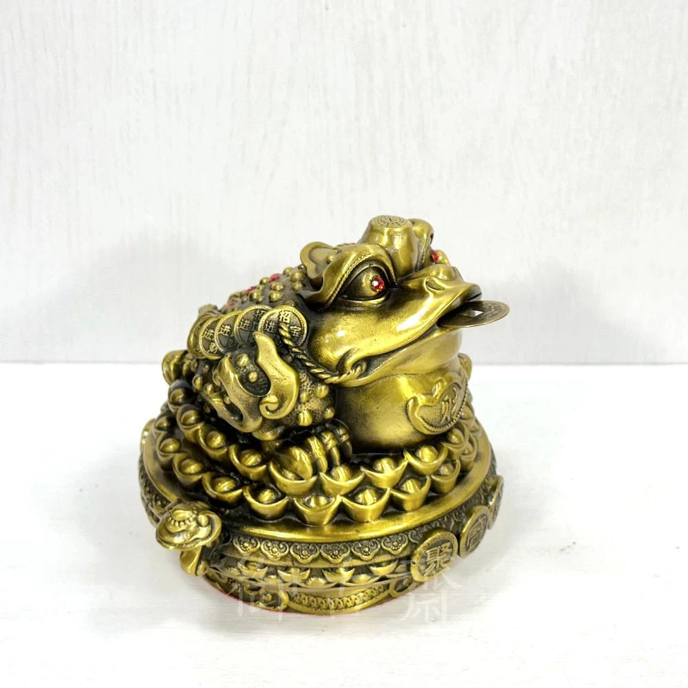 御古齋】黃銅精雕金蟾招財七星三腳蟾蜍財源廣進招財進寶銅工藝風水開運