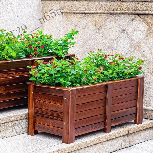 碳化實木花箱大花箱戶外花箱庭院花箱防腐木花箱碳化實木花盆槽庭院陽臺