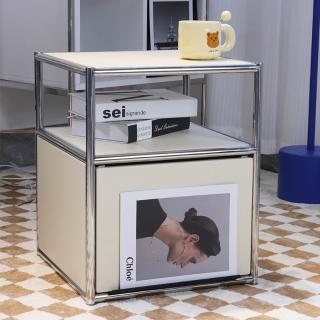 『破損包賠』中古usm柜子不銹鋼設計感床頭櫃ins儲物邊幾簡約現代40cm寬置物架