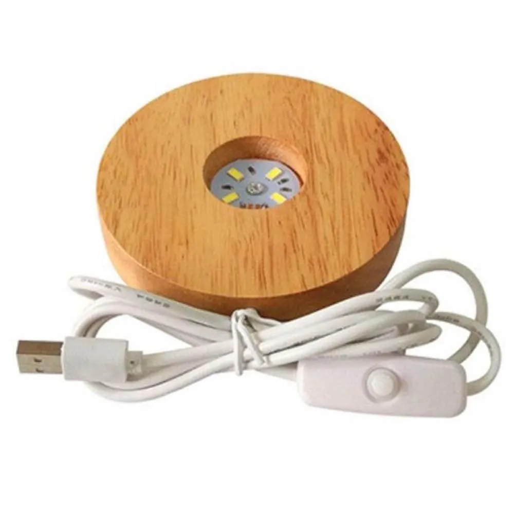 LED實木燈底座(LED燈座 圓形 長形實木 底座 打底 浮游花 水晶底座 能量石 壓克力 小夜燈 鹽燈 夜燈)