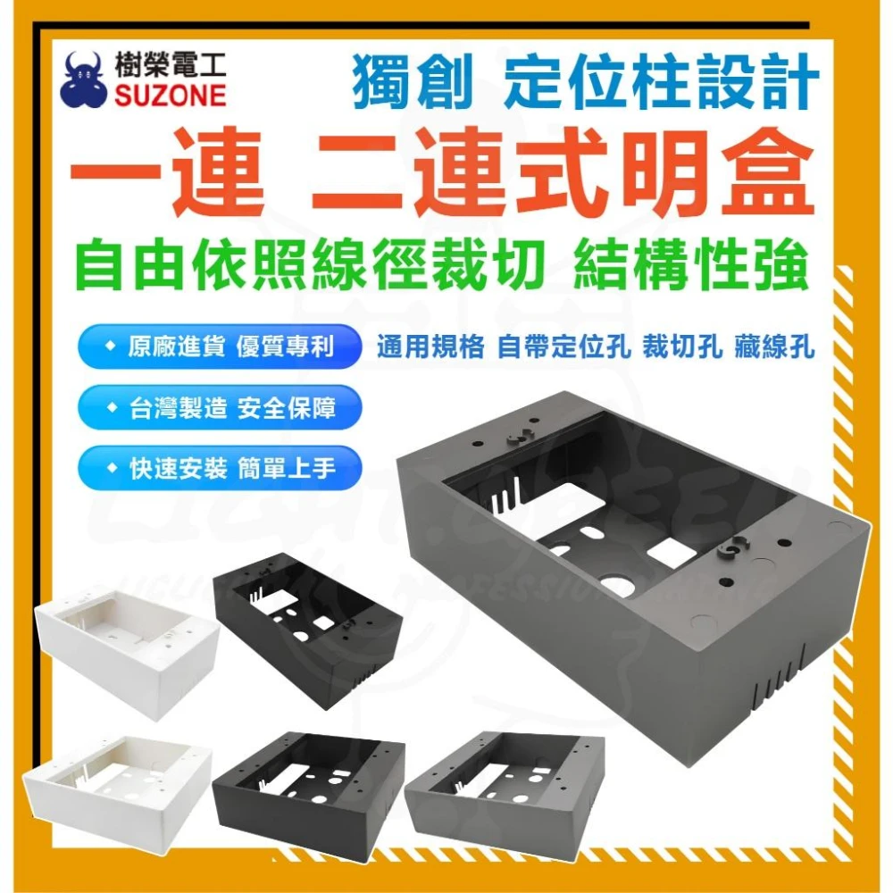 台灣製造 樹榮電工 一連 二連式明盒 自由裁切 通用規格 明盒 插座 開關 盒 五金 水電愛用 開關盒 插座盒 塑膠盒 燈后