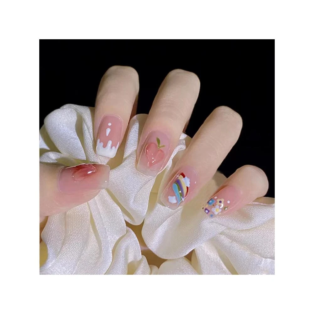 【Paula’s Nail 寶拉美甲】❤️買一送一盒品牌美甲 蜜桃彩虹 純手工美甲❤️ 手工穿戴甲 指甲貼片 BNP028