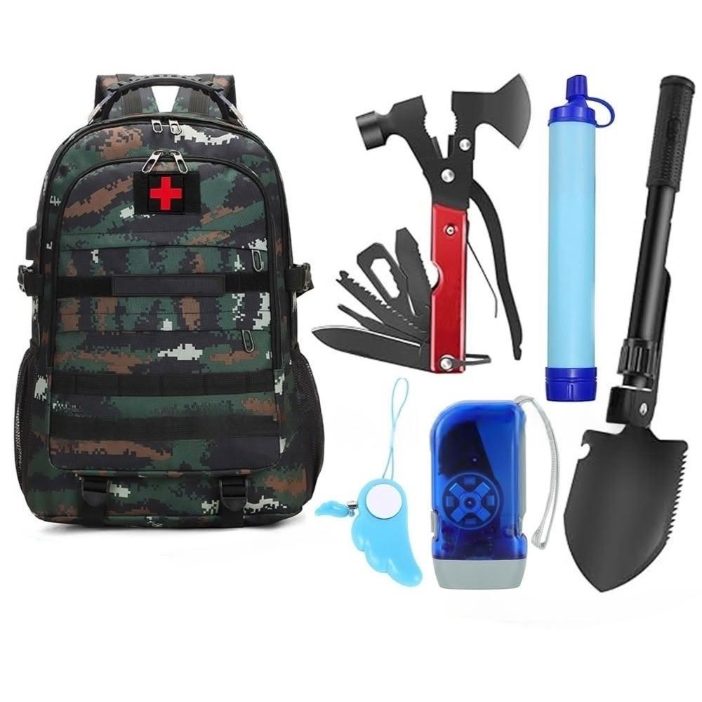 防灾套装2人用 地震对策30点避难套装plus+ 戶外野外求生工具套裝緊急救難避難雙肩應急包地震防災逃生工具包