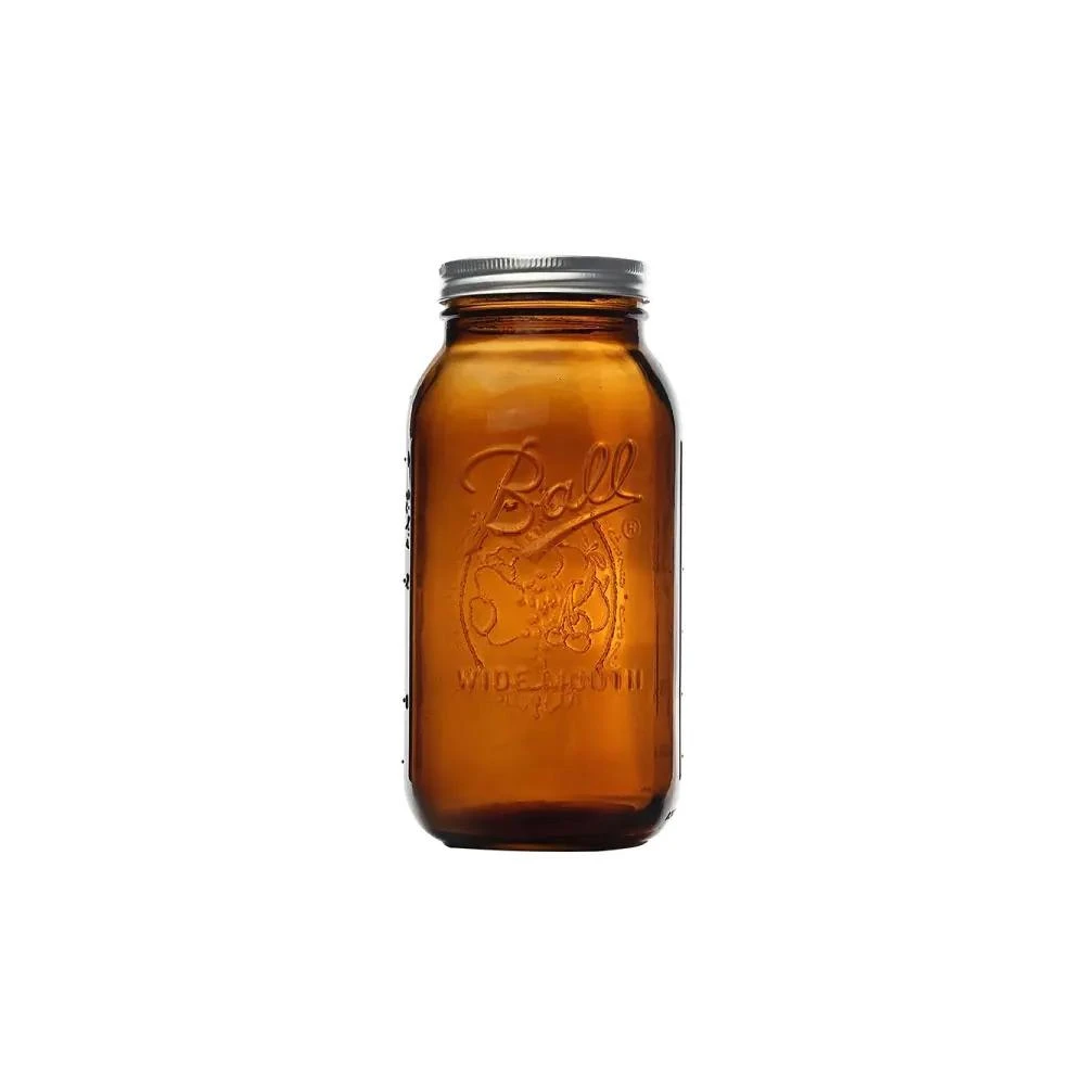 【Ball 梅森】Ball Mason Jar 64oz/1900ml 寬口琥珀色刻度款 梅森罐/玻璃瓶/梅森瓶/儲物罐/廚房用品/密封罐