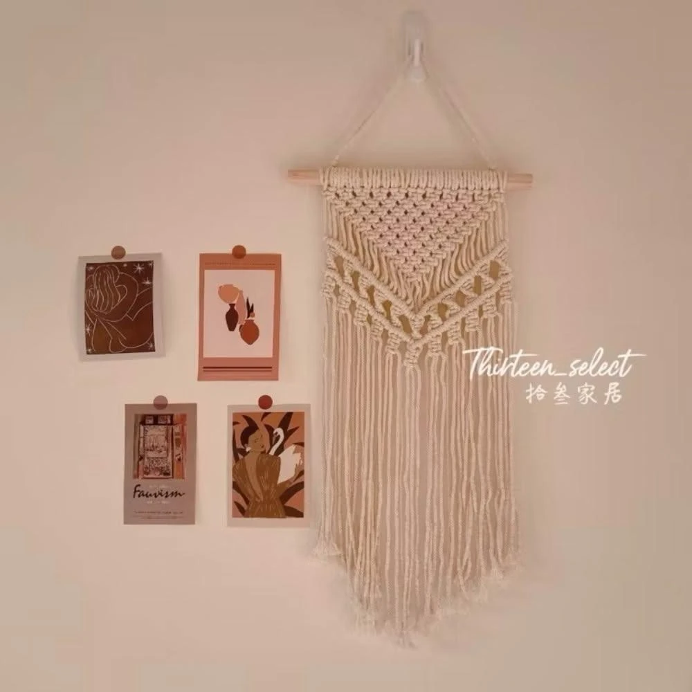【THiRTEEN 拾參家居】純手工波希米亞編織流蘇壁掛牆裝飾 棉繩掛毯 電箱遮蔽 民宿 北歐風 流蘇掛毯 牆掛飾