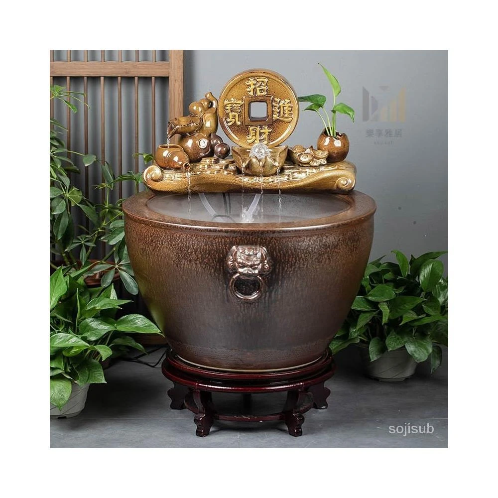 庭院大水缸景德鎮陶瓷大缸錦鯉金魚缸仿石頭平口特大號荷花睡蓮缸