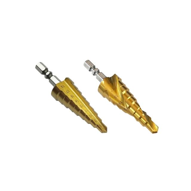 HSS鍍鈦階梯鑽頭 直型/螺旋 3~13、6~19/25/35mm 六角柄階梯鑽 圓穴鑽 薄白鐵用 中崙五金