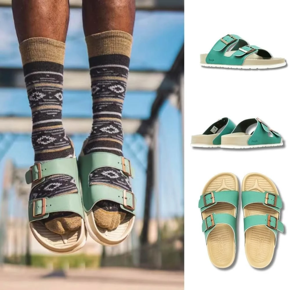 【People Footwear】LENNON HERITAGE 藍儂經典版-蕨青銅休閒鞋 洞洞鞋 EVA鞋 水鞋 平底鞋 (蕨青銅/ 棕白色)