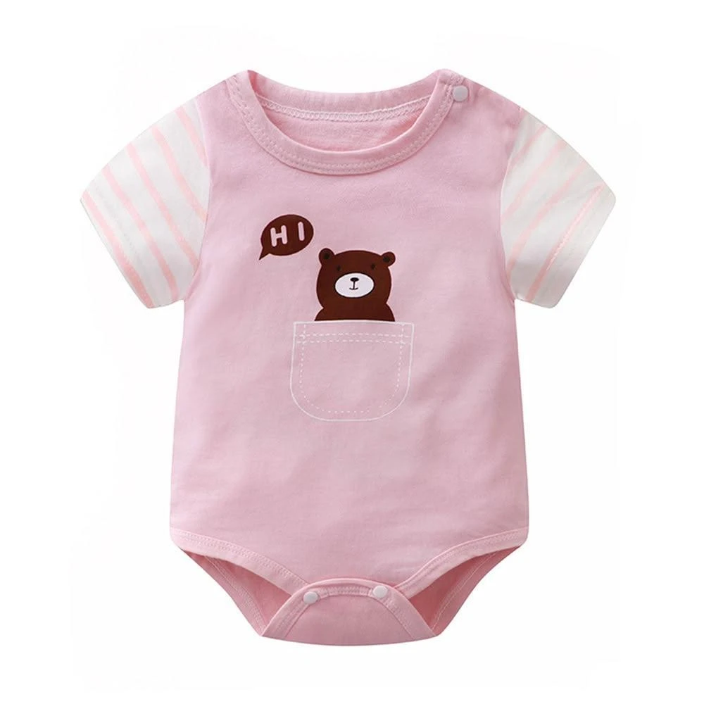 【JoyBaby】春夏童裝 短袖包屁衣 肩扣薄款三角連身衣 短袖三角包屁衣 薄棉印花嬰兒服