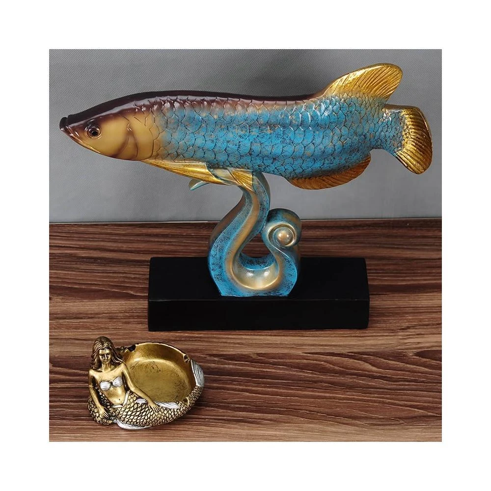 招財金龍魚擺件中式家居裝飾品客廳辦公室店鋪工藝品開業喬遷禮品