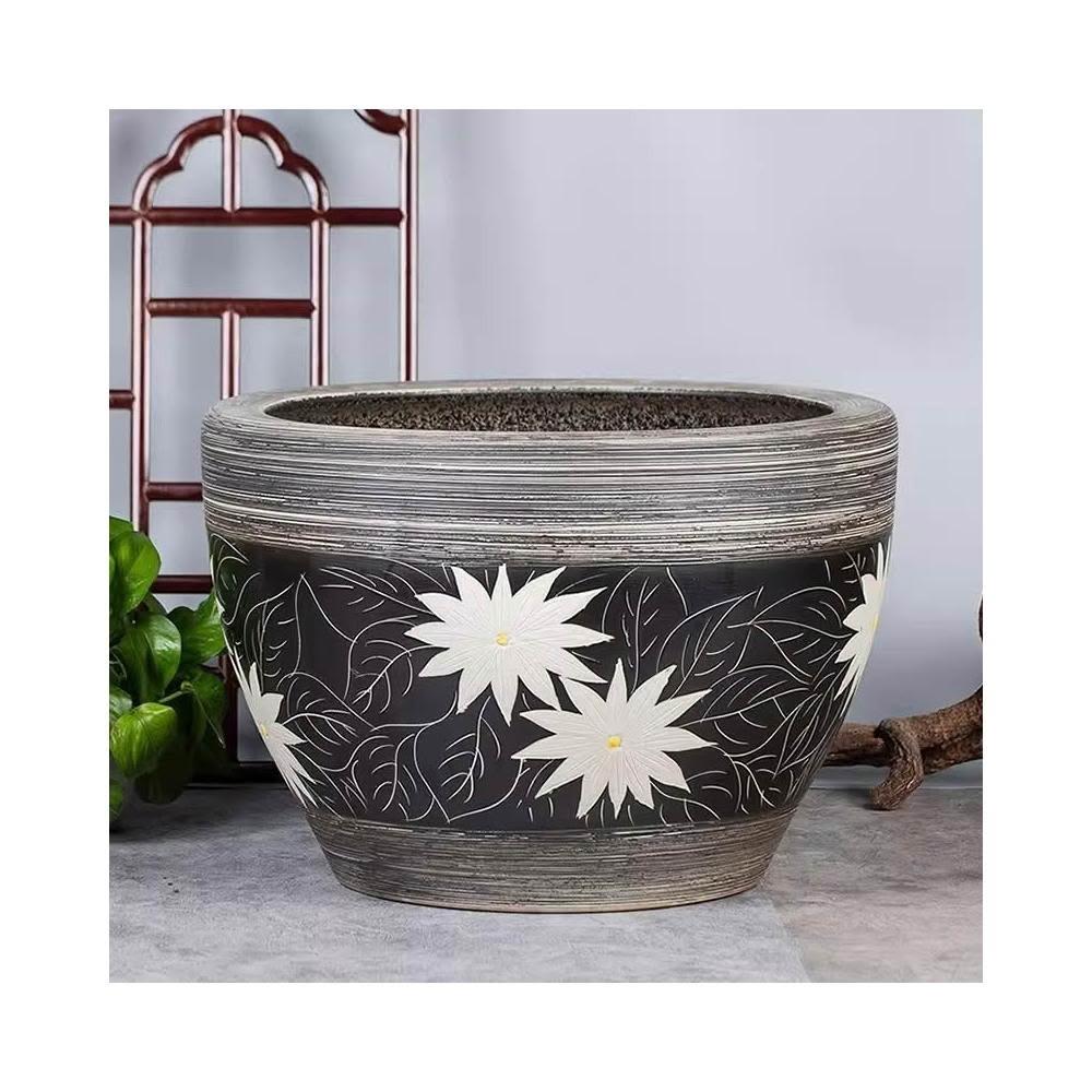 陶瓷缸景德镇手绘陶瓷金鱼缸睡莲盆荷花缸乌龟缸客厅户外大水缸庭院摆件