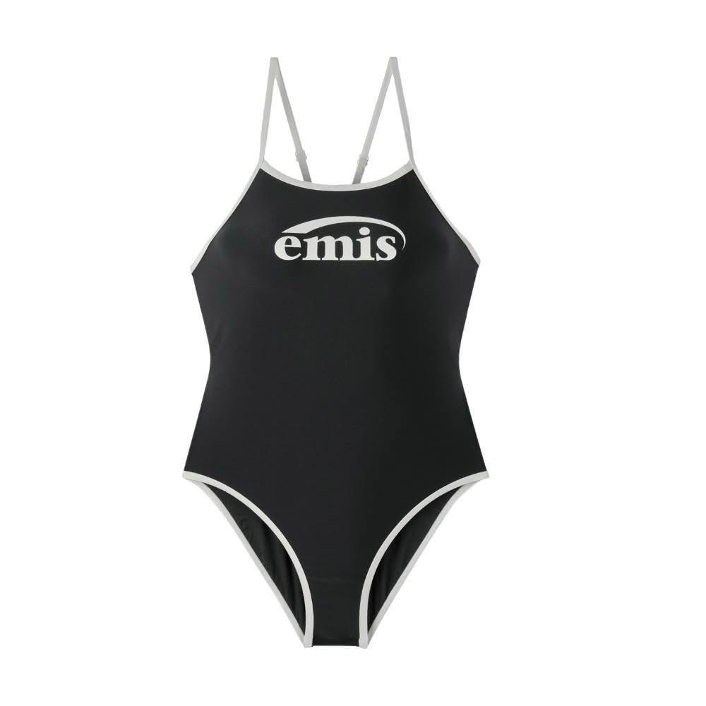 emis】韓國emis LOGO V-BACK STRAP SWIMSUIT 韓製後V繫帶連身