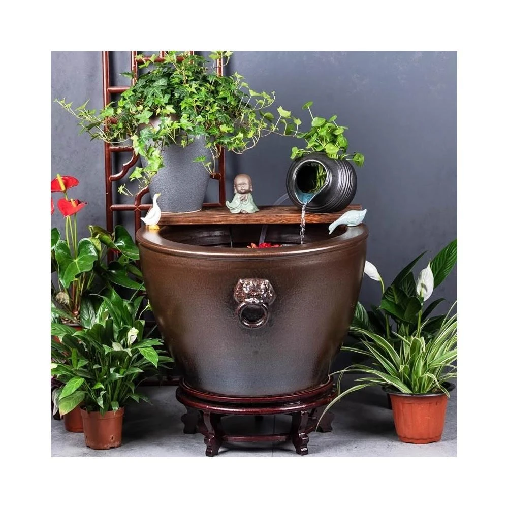 陶瓷魚缸金魚缸客廳龜缸荷花缸風水瓷缸大型特大養魚盆