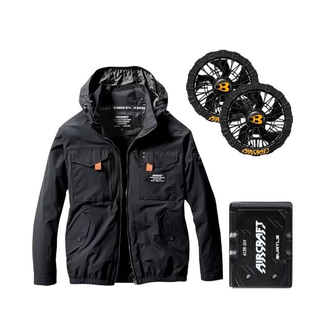 BURTLE AC1151-35 黑色套裝組☆風扇&電池顏色隨機(含帽長袖外套