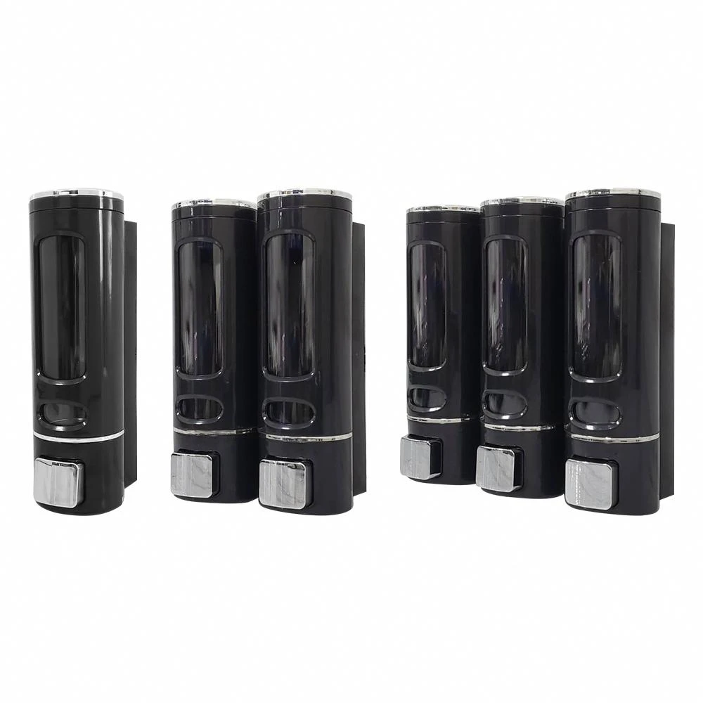 【蝴蝶衛浴】蝴蝶衛浴~壁掛式給皂罐(黑)400ml.單罐/雙罐/三罐.按壓出液.洗手乳/洗髮精/沐浴乳適用.皂液器.沐浴罐