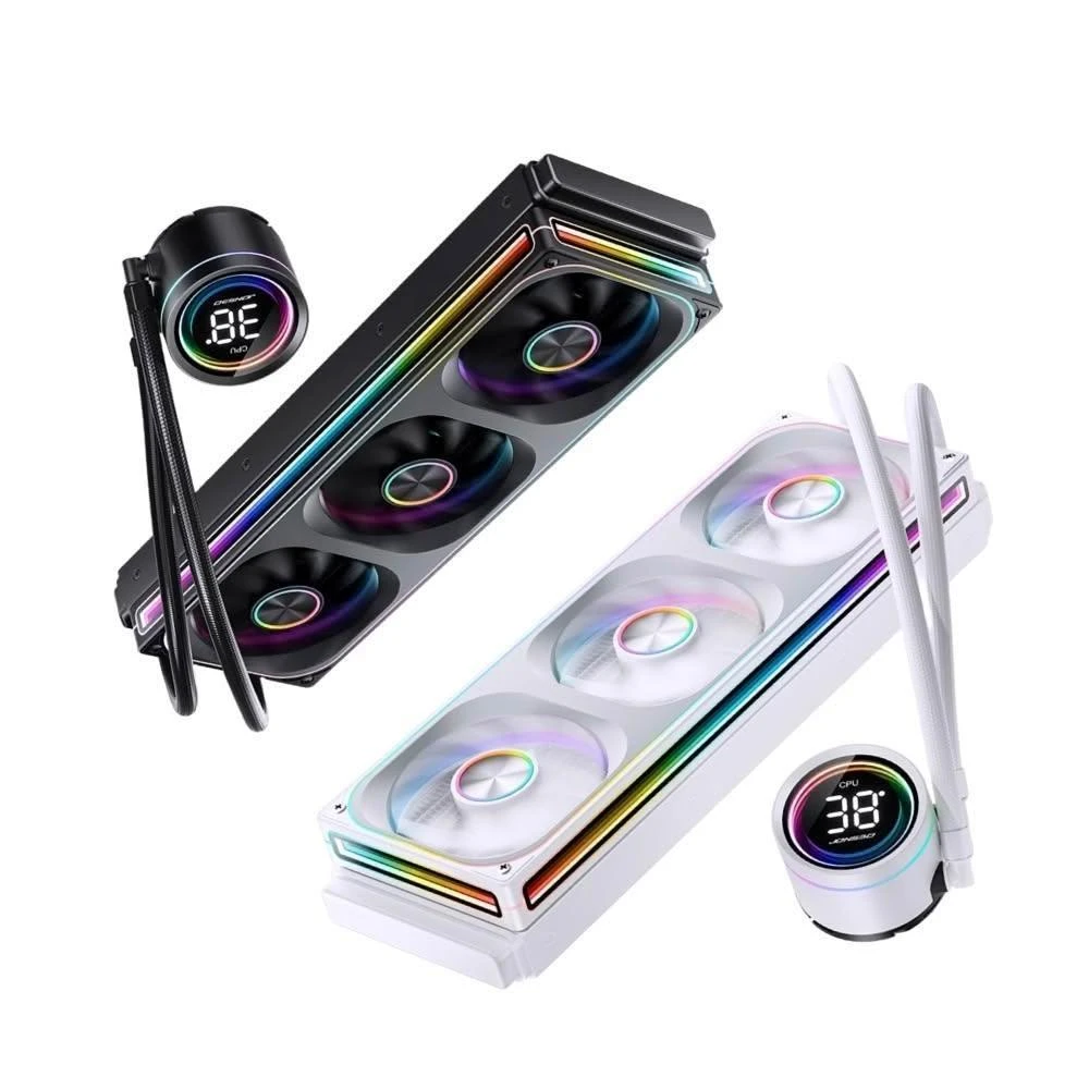 【JONSBO 喬思伯】TH360 全幅式無限鏡 一體扇液晶水冷散熱器 黑/白（TDP:300W/高彩液晶/漏液賠償/5年保固）