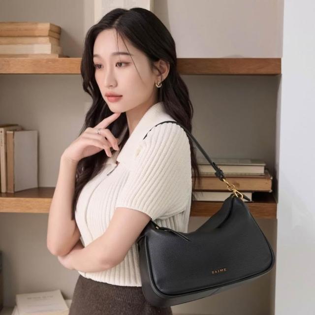 送料込★S’AIME★2WAY頭層真皮拉錬軟包★牛革 ショルダーバッグ S'AIME】SAIME 東京企劃2WAY頭層真皮拉鍊軟包