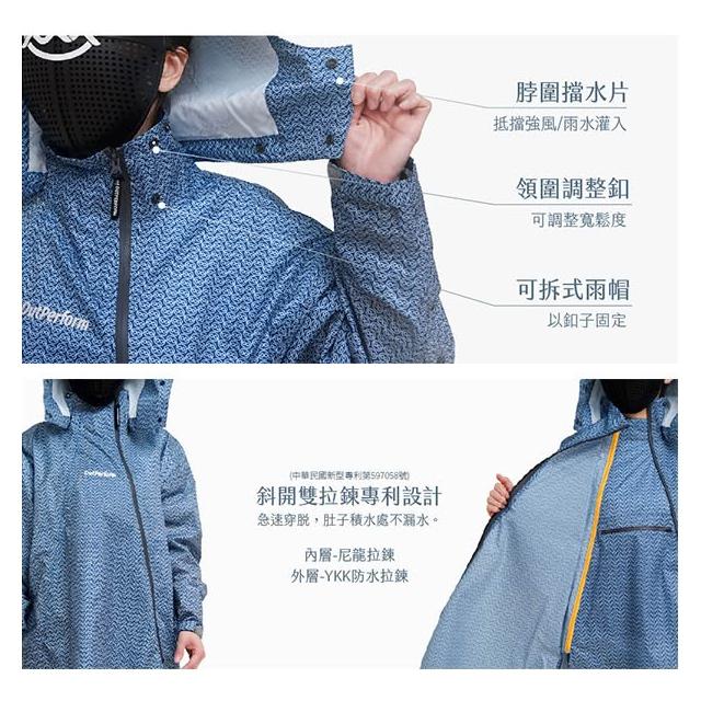 Bright Day 君邁】(短版)Double背包雙拉鍊斜開連身雨衣-MINI-O