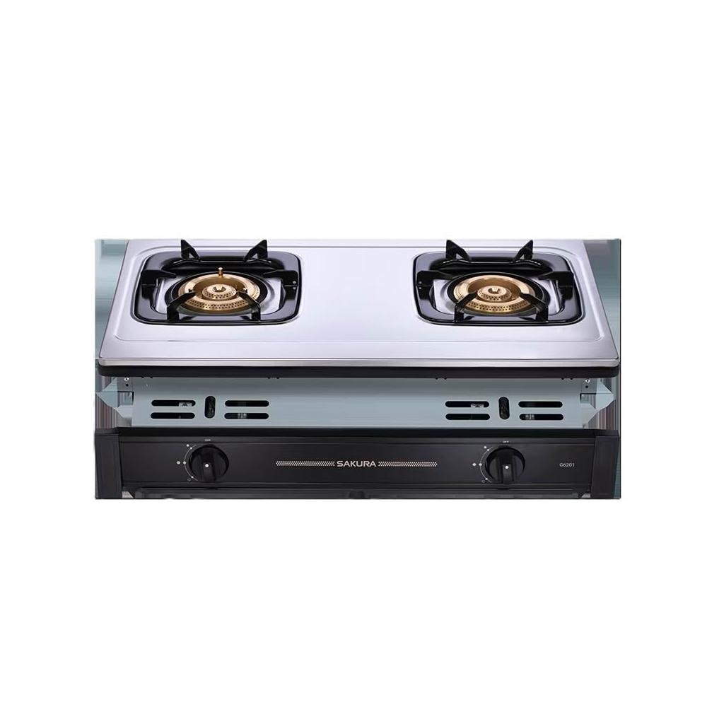 【SAKURA 櫻花】G6201S 二口節能安全嵌入爐 (含標準安裝) G-6201S|嵌入爐|銅鋁爐頭|一級能效|雙環大火力|崁入爐|