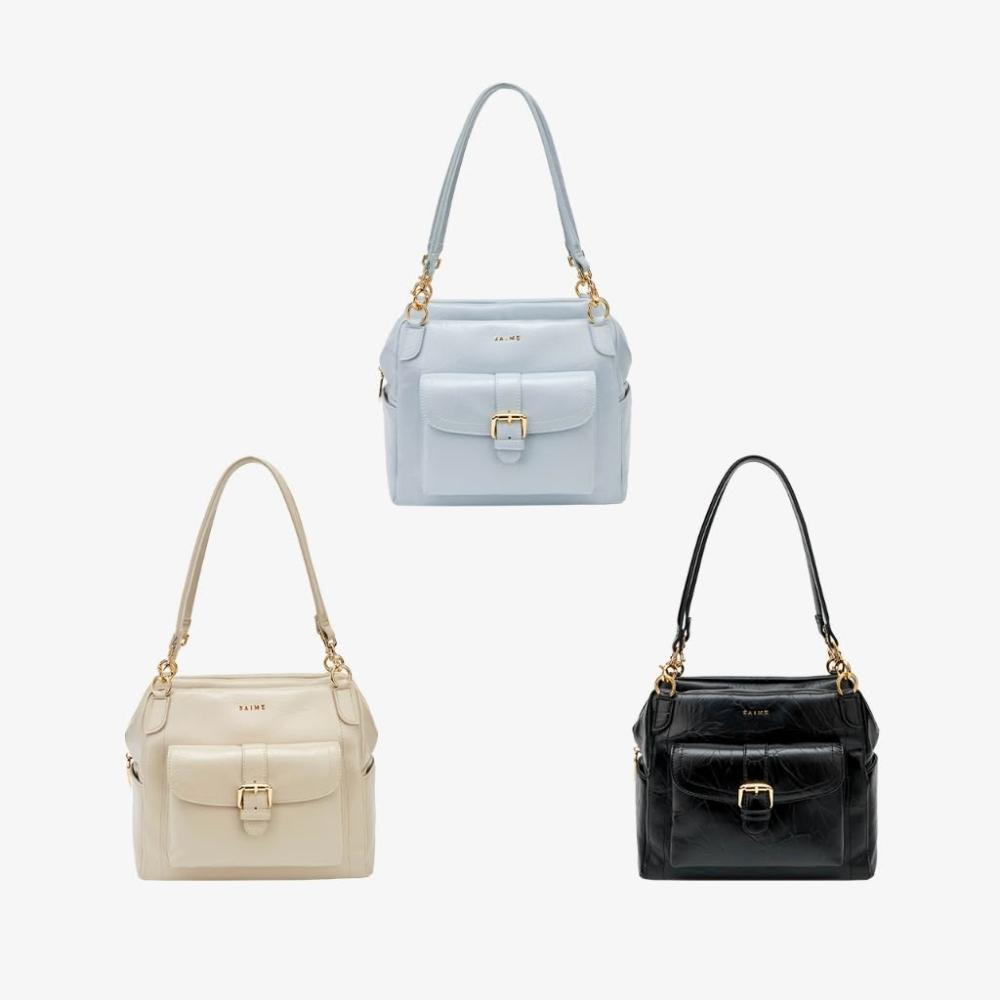■S'AIME■拉錬式開口摺邊軟包 ソフトショルダーバッグ/送料込 S'AIME】SAIME 東京企劃拉鍊式開口摺邊軟包